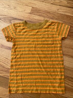 Crewcuts Orange & Olive Striped Short Sleeve Tee